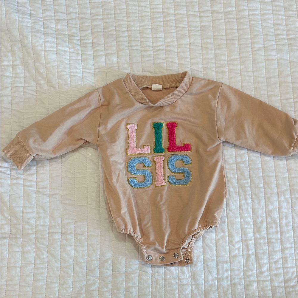 Kids Beige 'LIL SIS' One-Piece Bodysuit